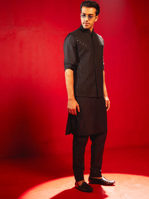 Men's Black Schiflli Nehru Jacket